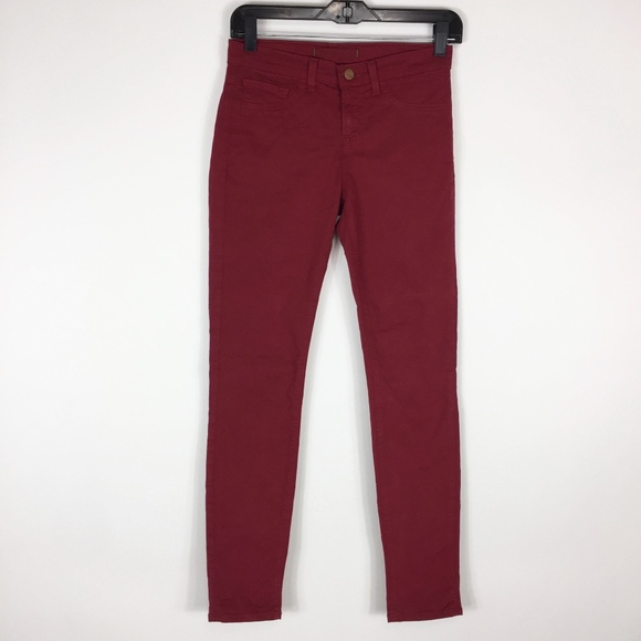J Brand Denim - J BRAND Jeans 25 Skinny Leg Twill Black Cherry Red